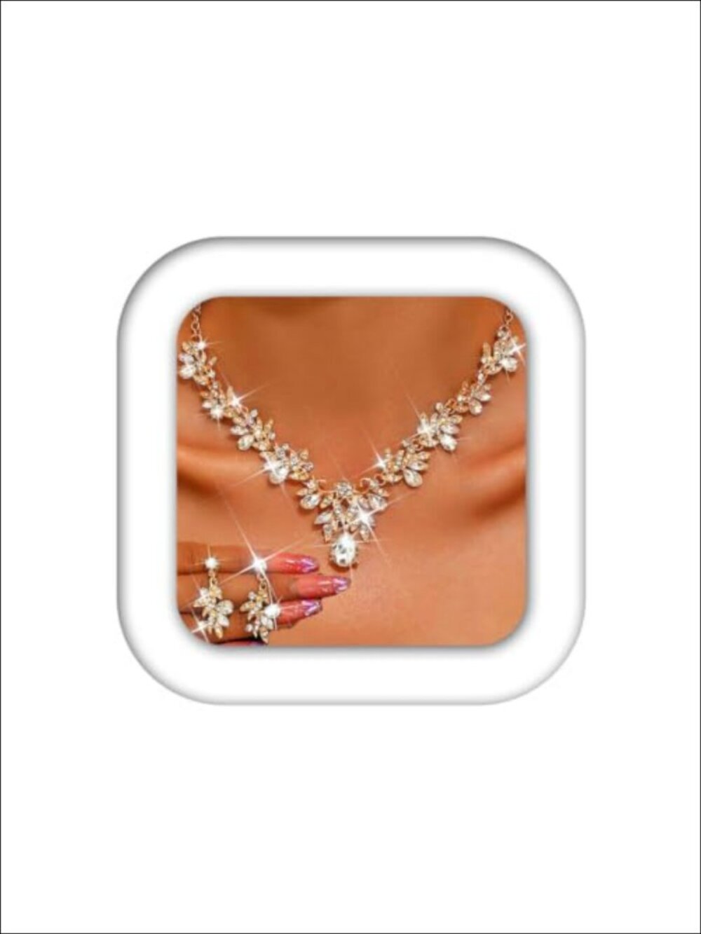 Rhinestone Crystal Bridal Wedding Jewelry Set Necklace & Earrings for Women